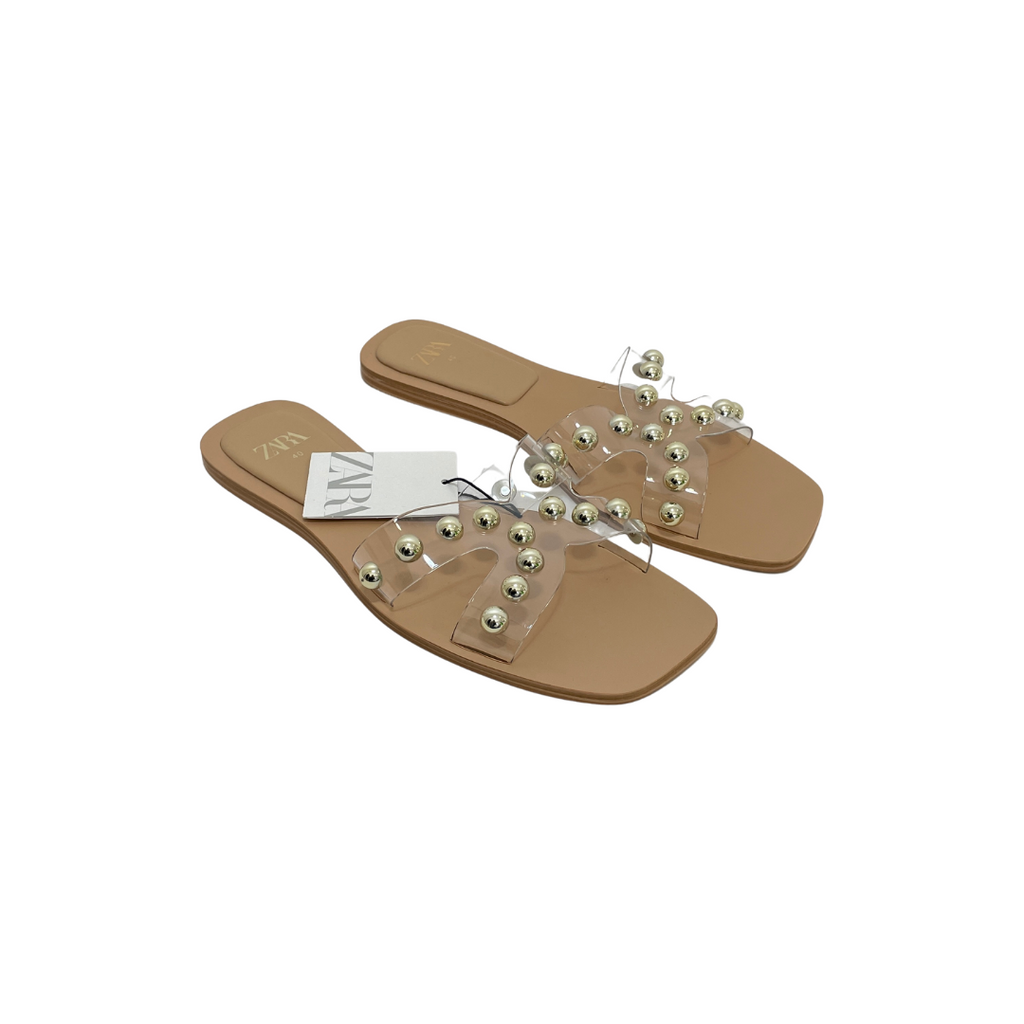 ZARA Clear Vinyl Studded Flats | Brand New |