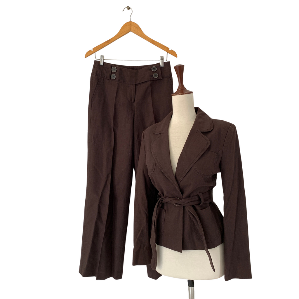 NEXT Brown Linen Jacket & Pants Set | Pre Loved |