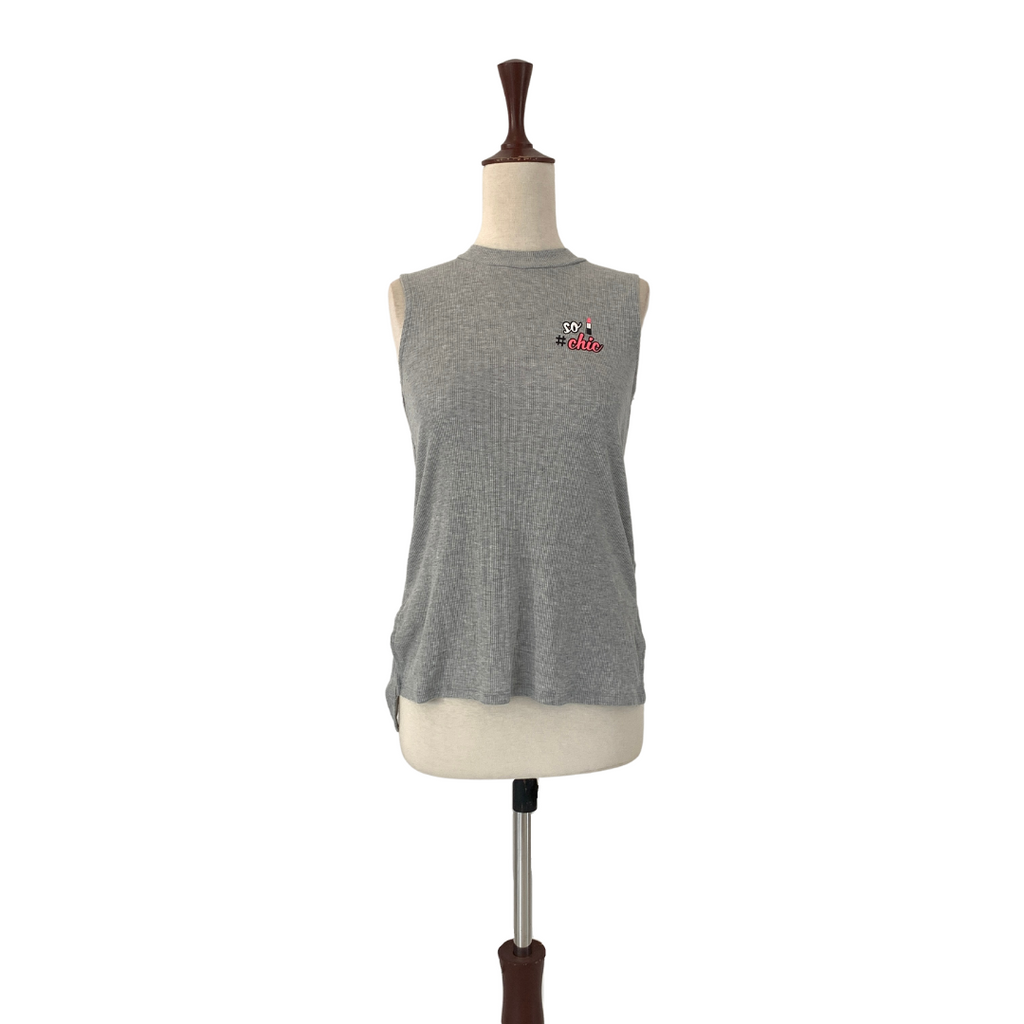 Max Grey Ribbed Sleeveless Tee | Brand New |