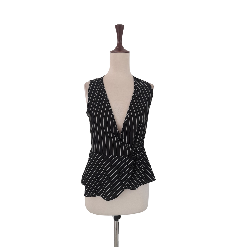 Poison Ivy Black Striped Wrap Shirt | Gently Used |