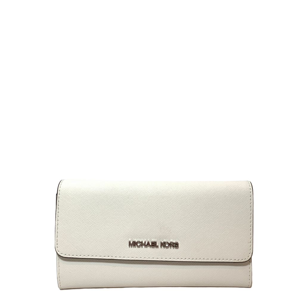 Michael Kors White Leather Jet Set Envelope Wallet | Brand New |