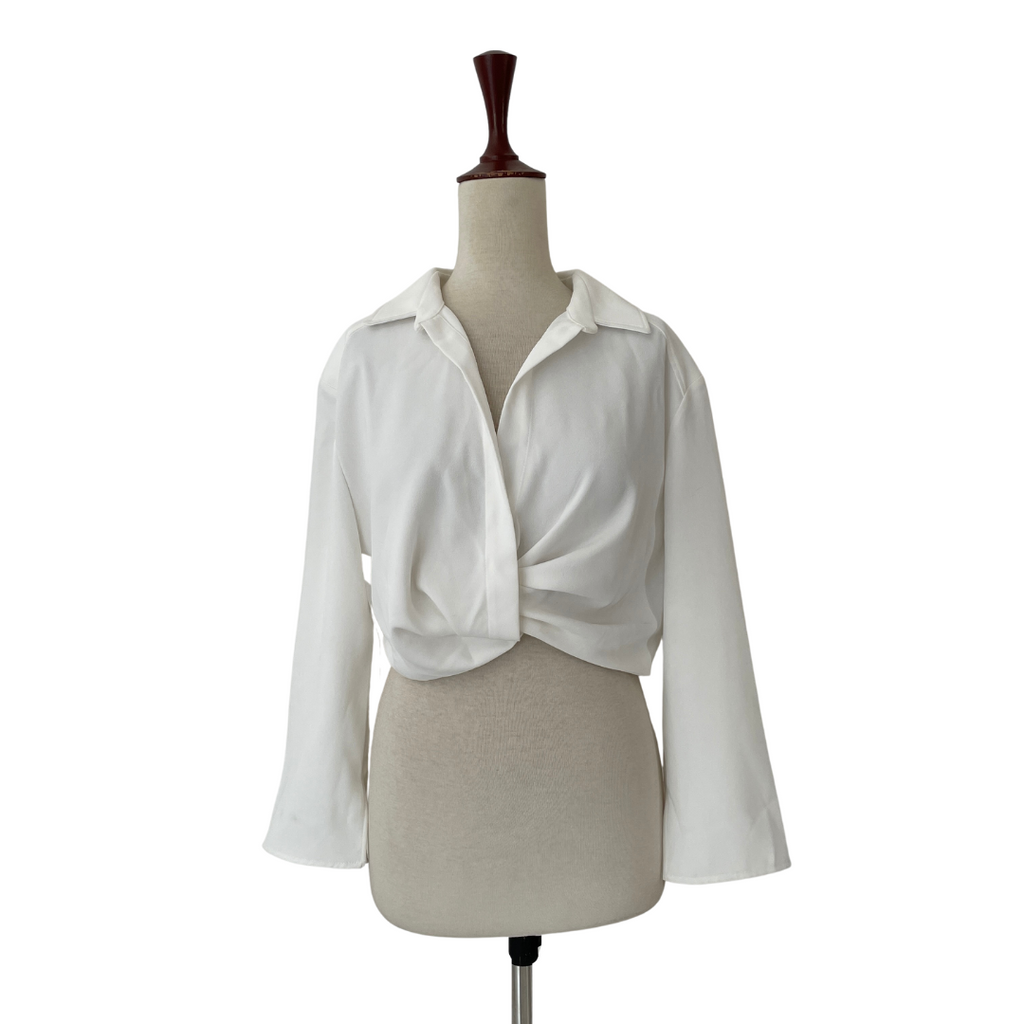 ZARA White Cropped Collared Shirt | Brand New |