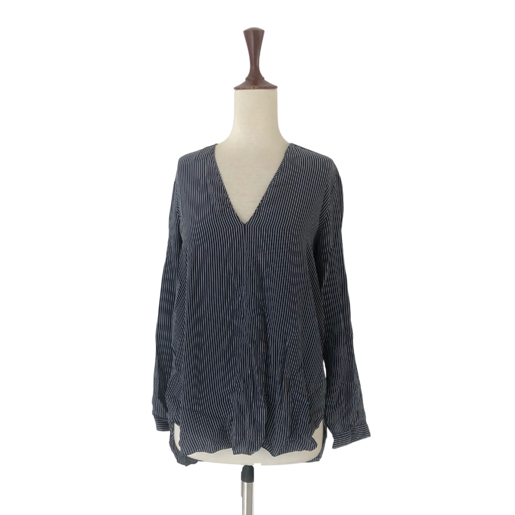 Massimo Dutti Navy and White Striped Top | Pre Loved |