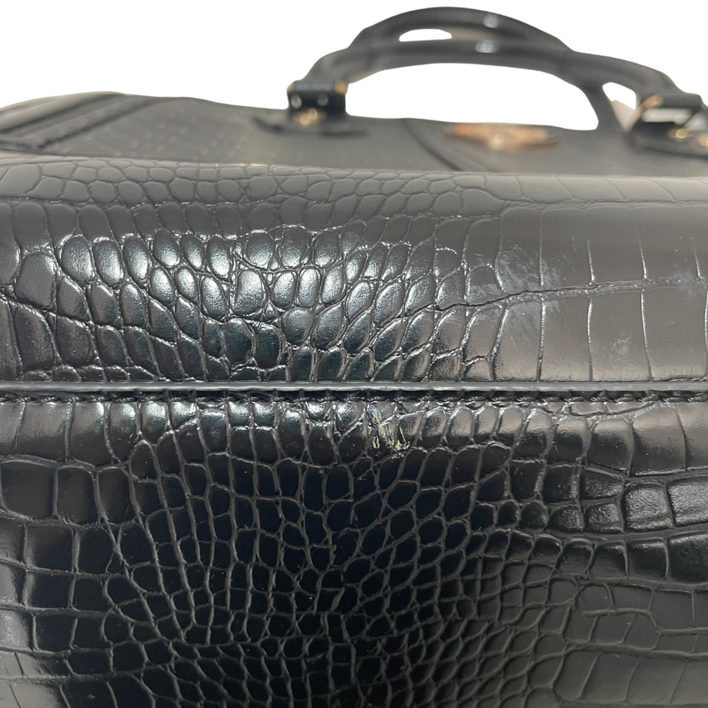 River Island Black Patent Croc Satchel | Gently Used |