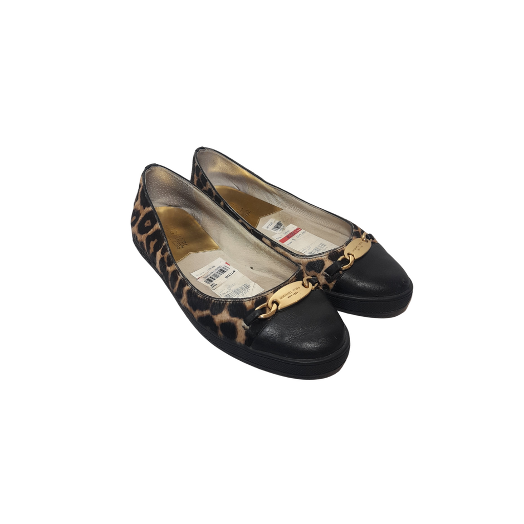 Michael Kors Cheetah Print & Black Leather Ballet Flats | Pre Loved |