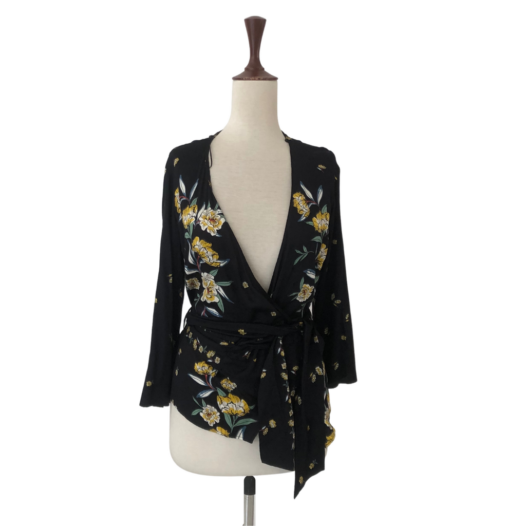 ZARA Black Printed Wrap Shirt | Gently Used |