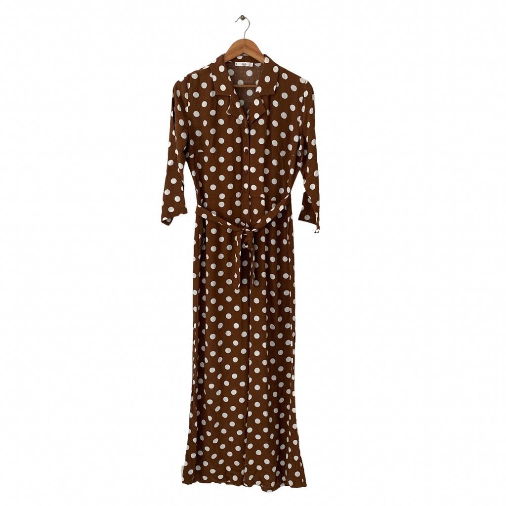 Mango Brown & White Polka Dot Jumpsuit | Gently Used |
