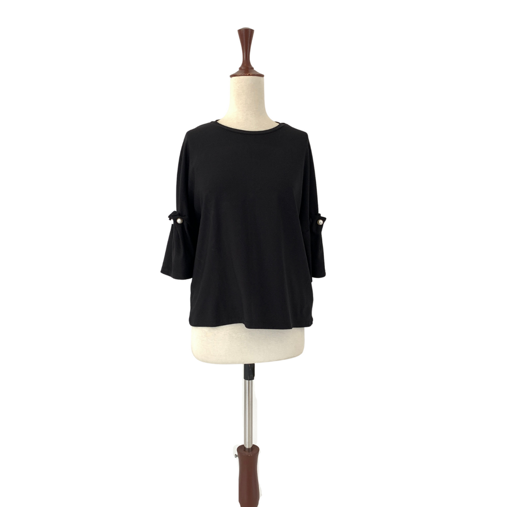 ZARA Black Knit with Pearls Top | Gently Used |