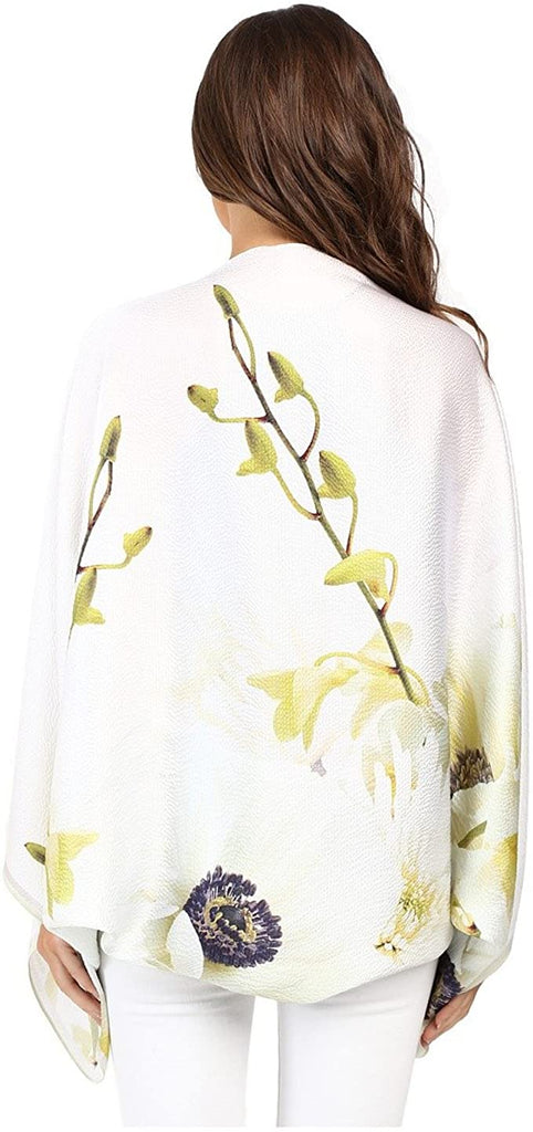 Ted Baker White Silk Printed Cape Scarf | Brand New |