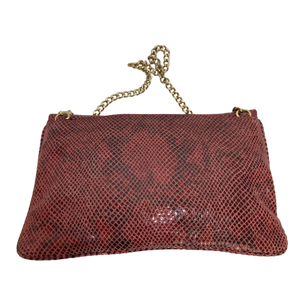 Michael Kors Maroon Snakeskin Textured Leather Convertible Clutch Bag | Pre Loved |