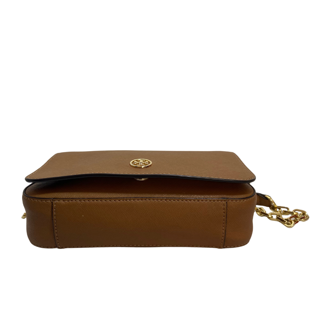 Tory Burch Brown Leather "Robinson" Chain Crossbody Bag | Gently Used |
