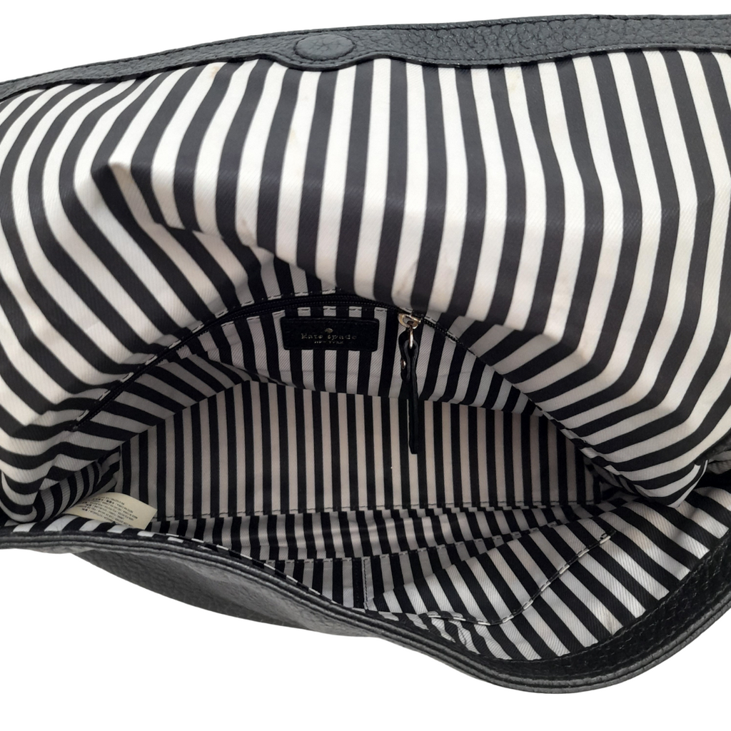 Kate Spade Black Pebbled Leather Foldover Crossbody Bag | Pre Loved |