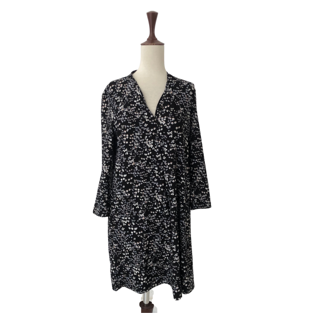 Mango Black Printed Knee Length Dress | Gently Used |