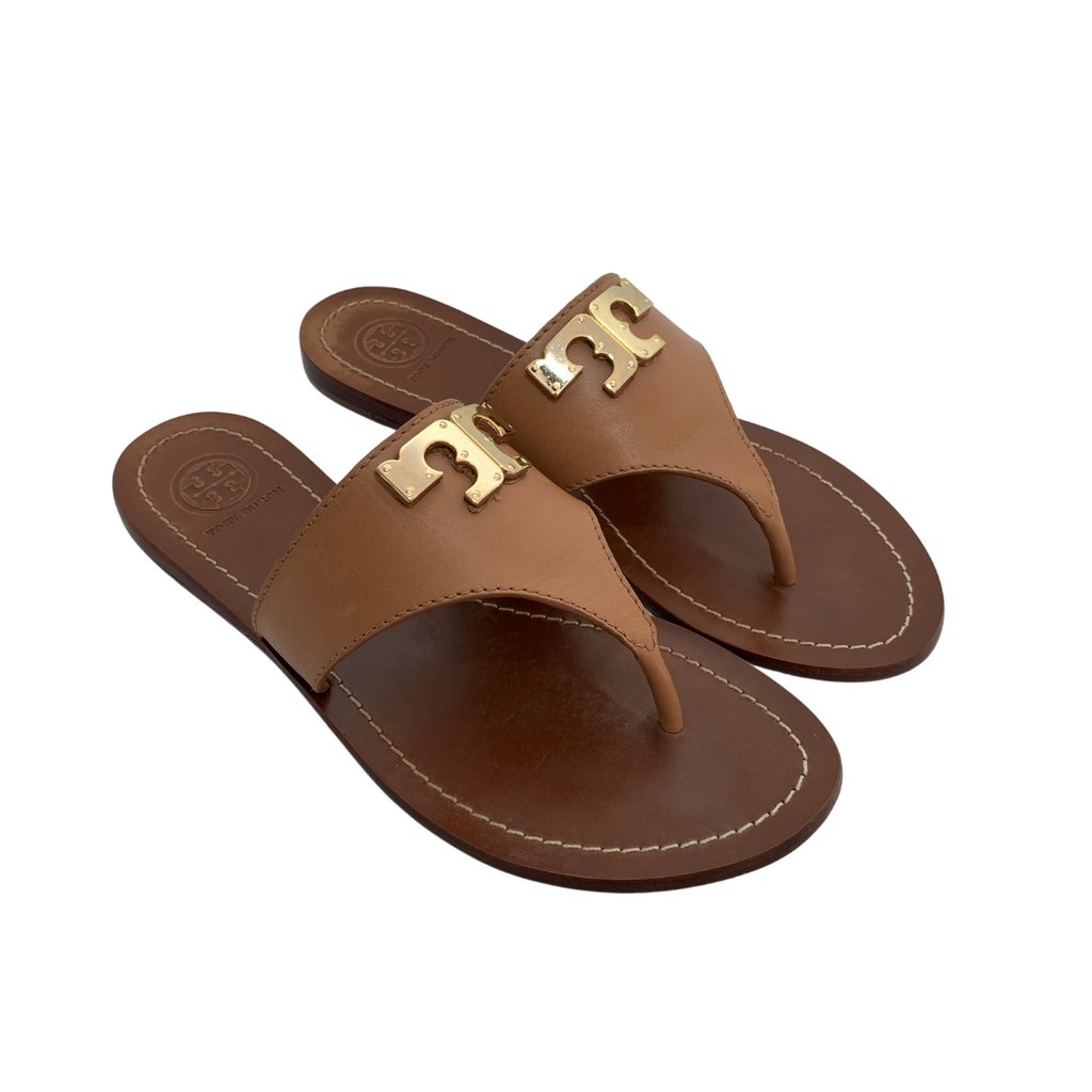 Tory Burch Tan Leather Sandals | Pre Loved |