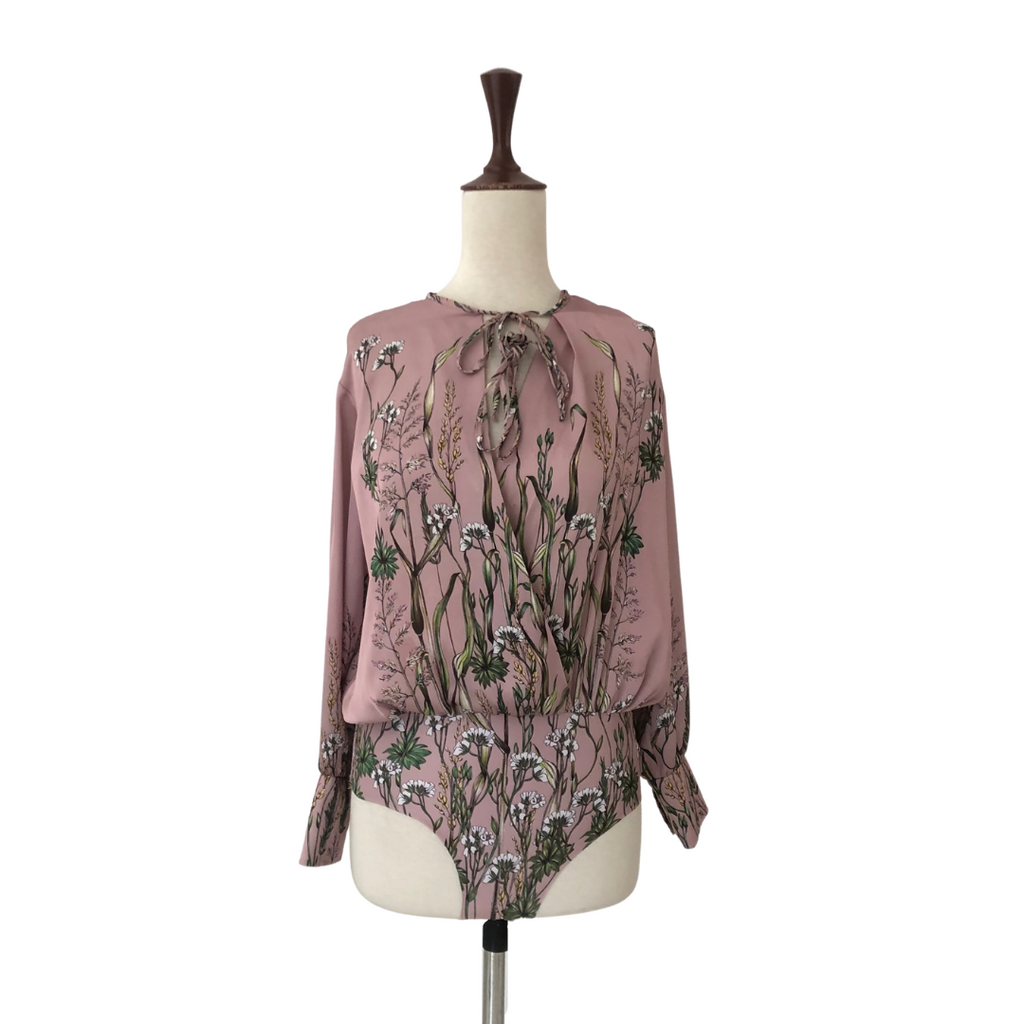 ZARA Pink Floral Printed Bodysuit | Pre Loved |
