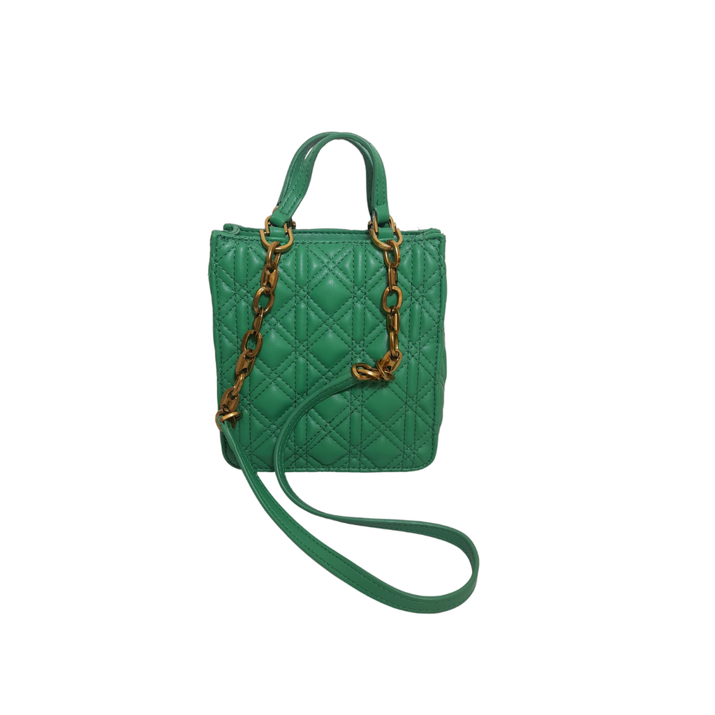 ZARA Green Quilted Faux Leather Shoulder Bag | Gently Used |