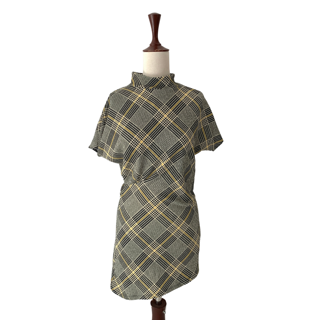 Splash Black & Yellow Checked Dress | Brand New |