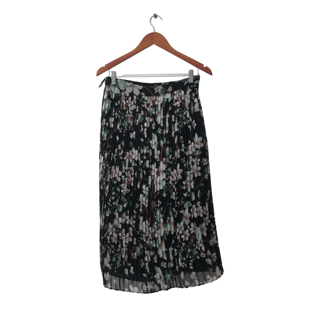Marks & Spencer Black Floral Pleated Skirt | Gently Used |
