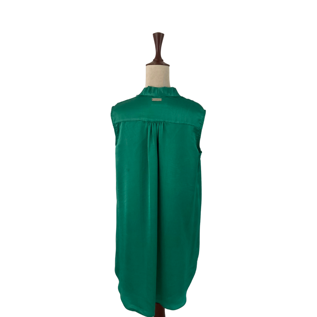 Umaima Mustafa Green Satin Open-front Sleevless Jacket | Pre Loved |
