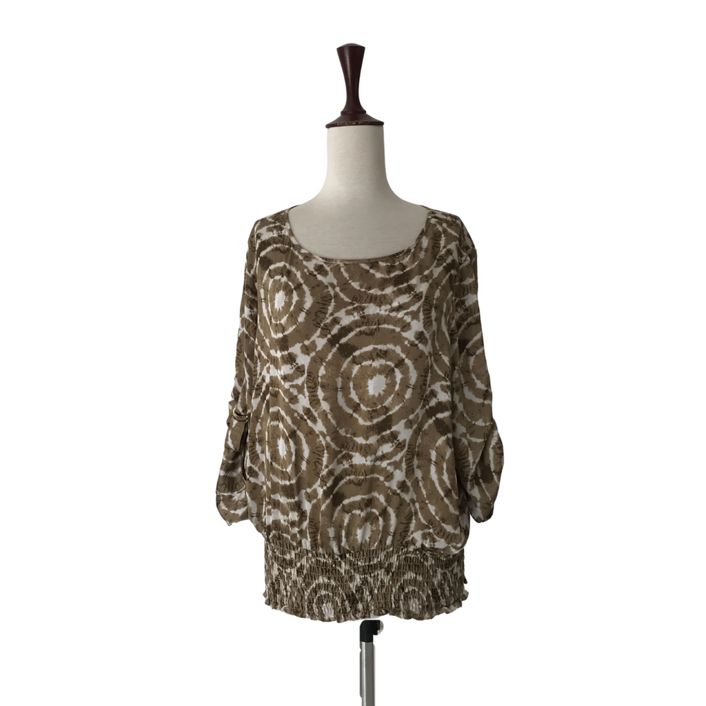 Michael Kors Beige & White Printed Blouse | Gently Used |