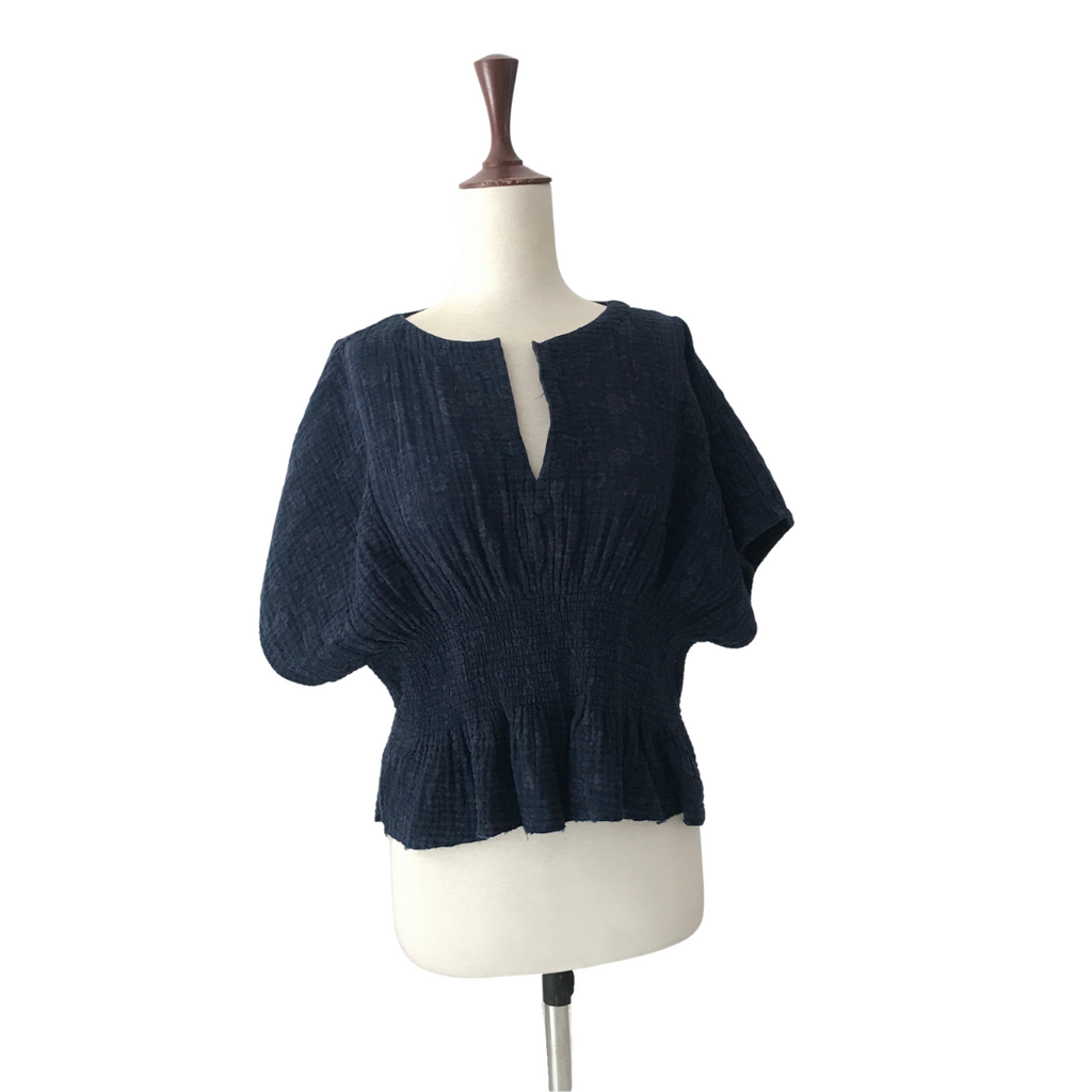 ZARA Blue Cinched Pleated Top | Brand New |