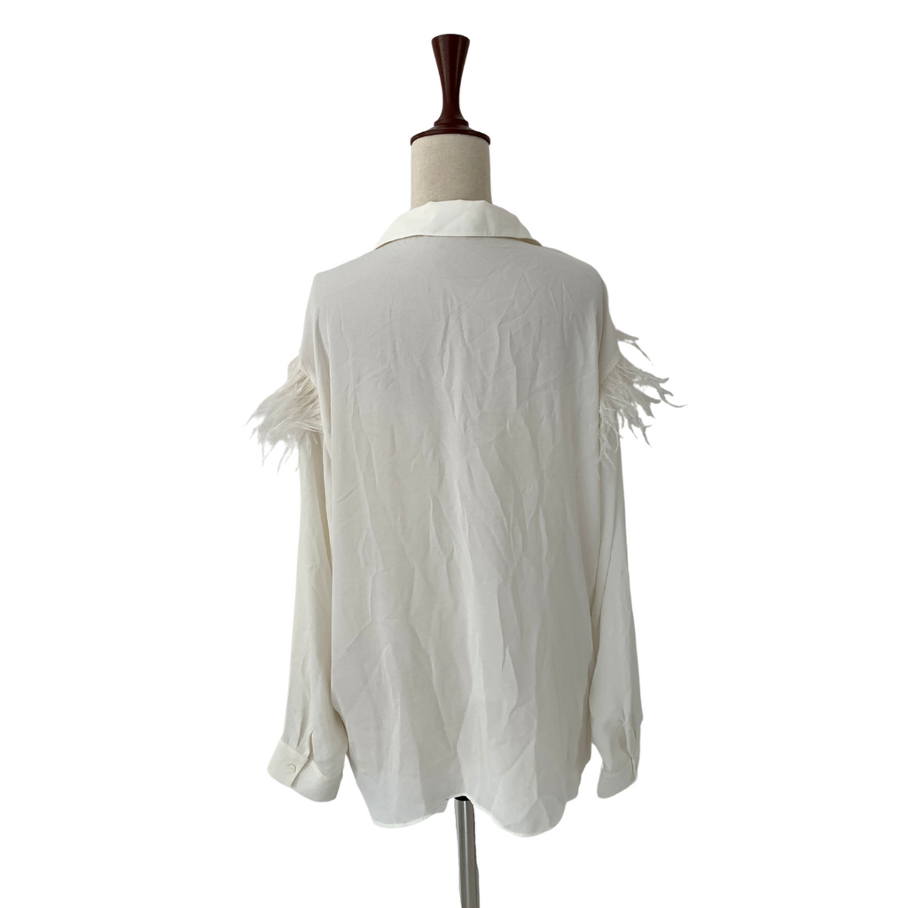 ZARA White Fringe Button-Down Shirt | Brand New |
