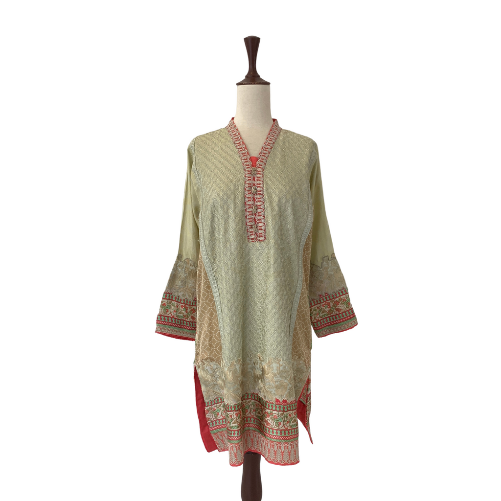 Khaadi Khaas Beige Embroidered Silk Kameez | Gently Used |
