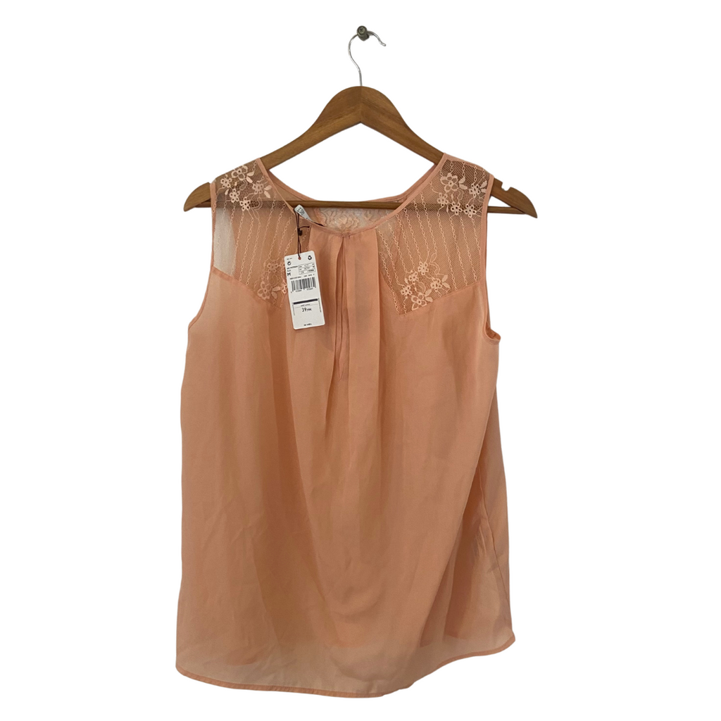 Mango Light Pink Lace Detail Sleeveless Shirt | Brand New |