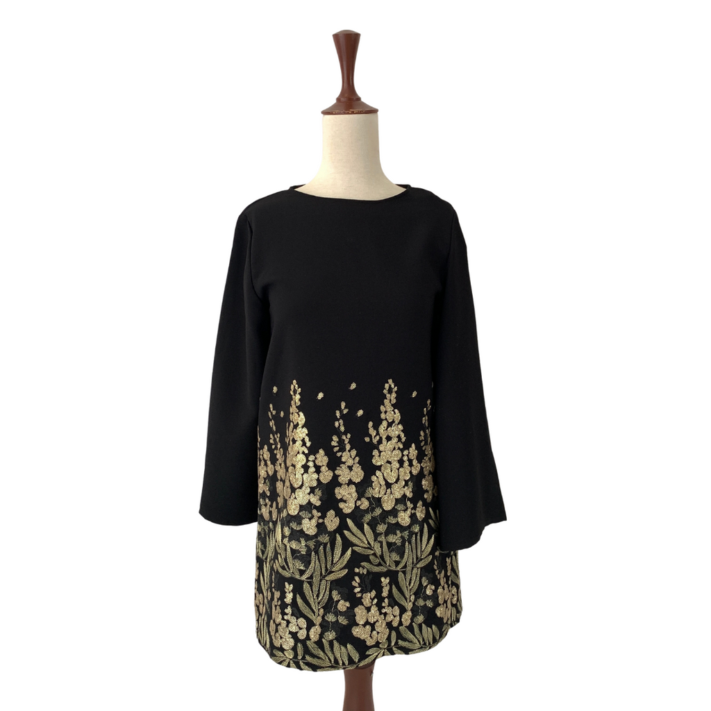 ZARA Black with Gold Sequins Long Tunic | Brand New |