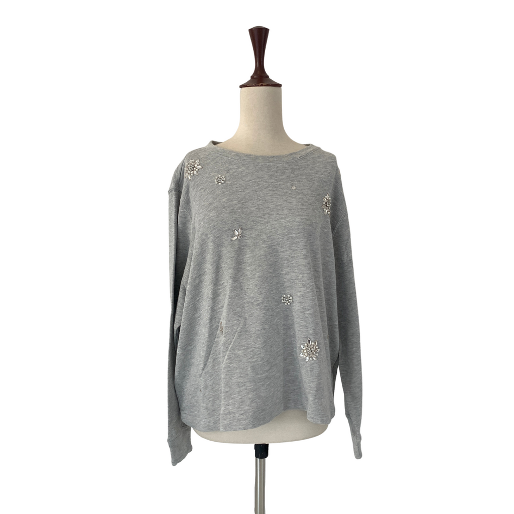 H&M Grey Rhinestones Sweatshirt | Brand New |