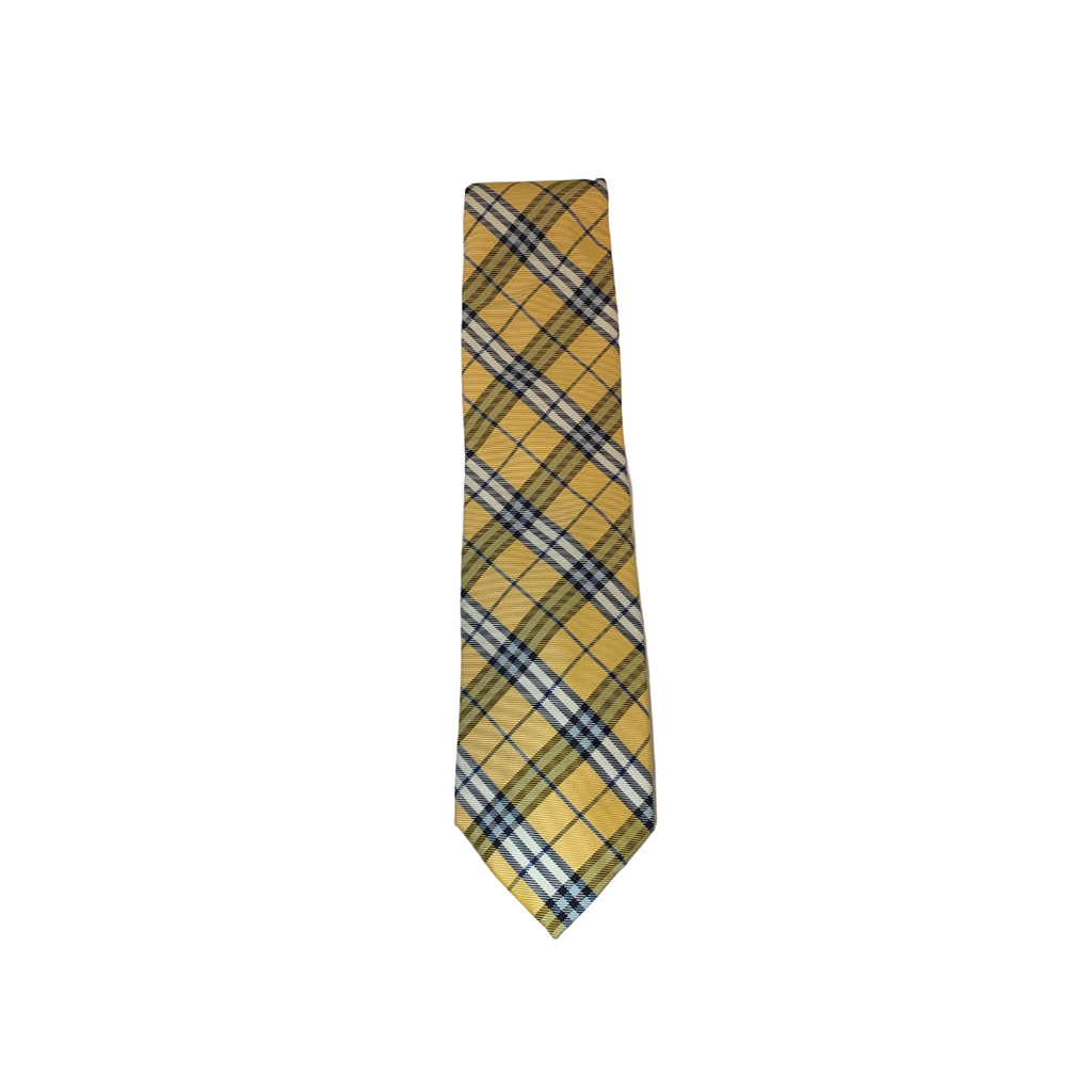 Burberry Yellow Checked Silk Tie | Like New |