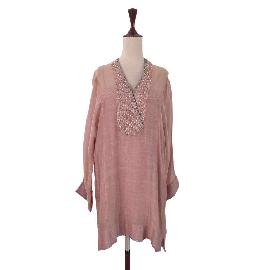 Menahel & Mehreen Pink Beaded Kameez with Slip | Gently Used |