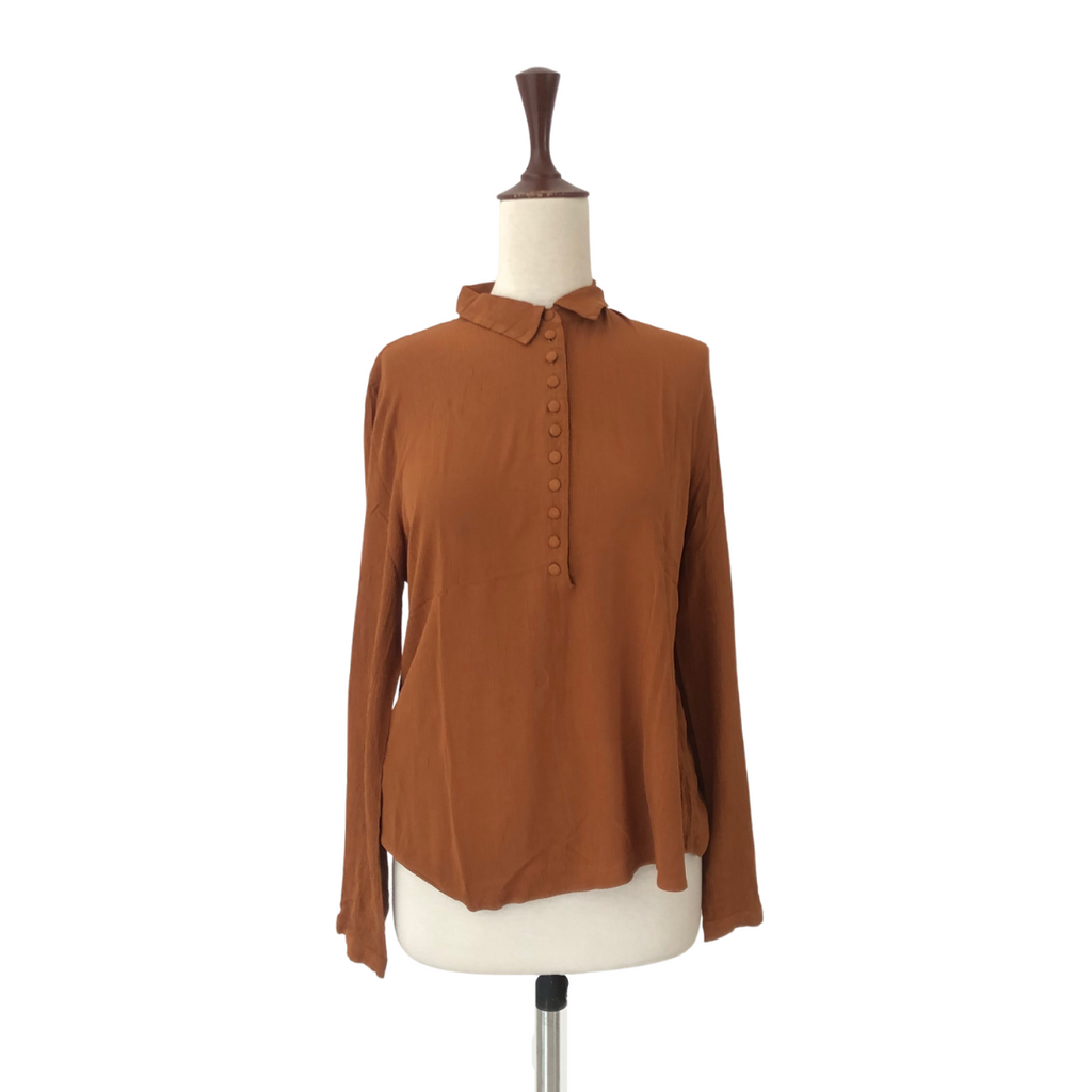 Mango Camel Collared Shirt | Gently Used |