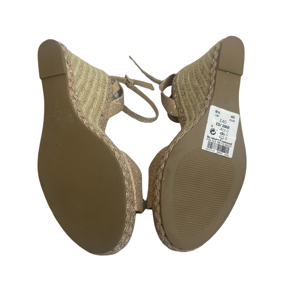NEXT Metallic Glitter Jute Wedges | Brand New |