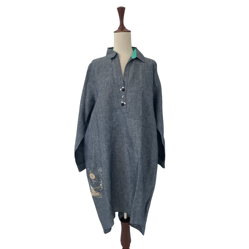 Sania Maskatiya Grey Cotton Collared Kurta | Gently Used |