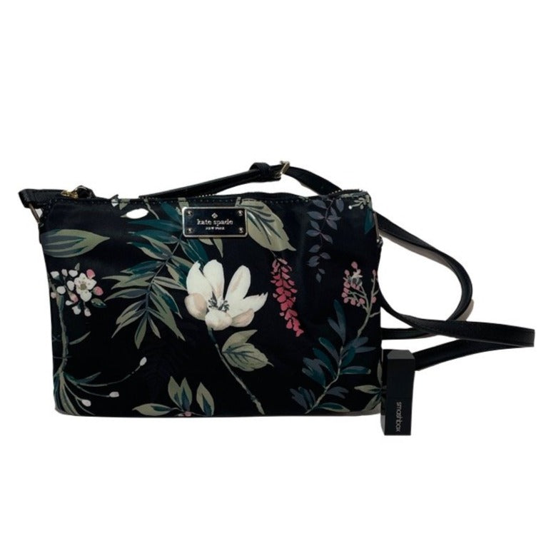 Kate Spade Black Floral Print Nylon Crossbody Bag | Gently Used |