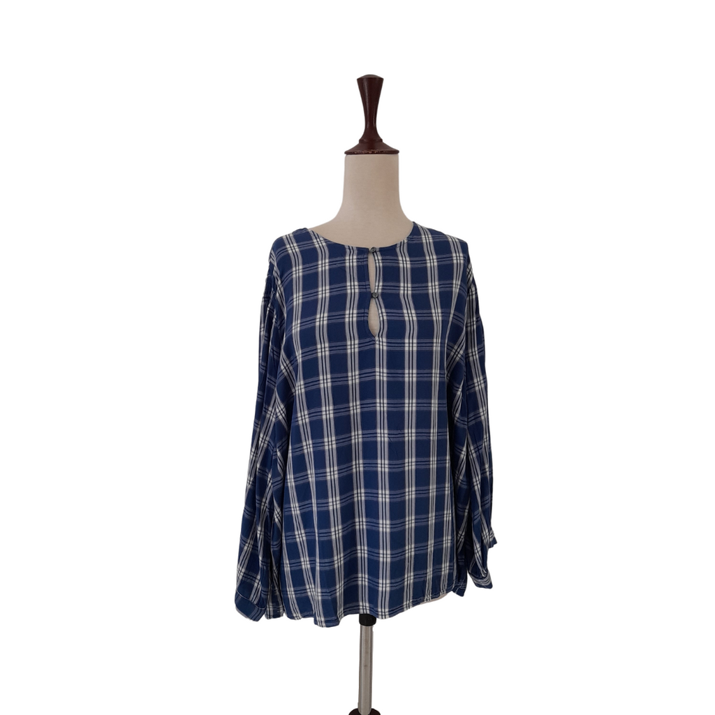 Old Navy Blue & White Checked Blouse | Pre Loved |