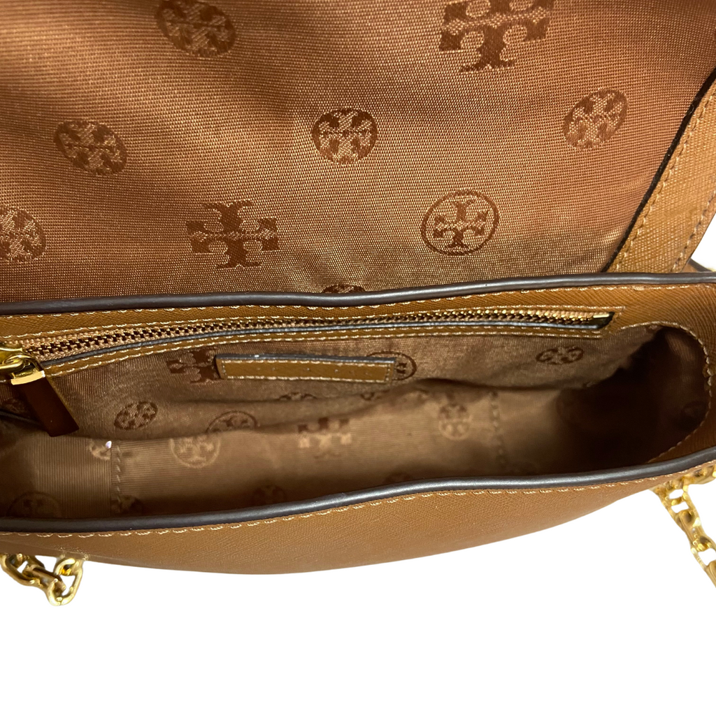 Tory Burch Brown Leather "Robinson" Chain Crossbody Bag | Gently Used |