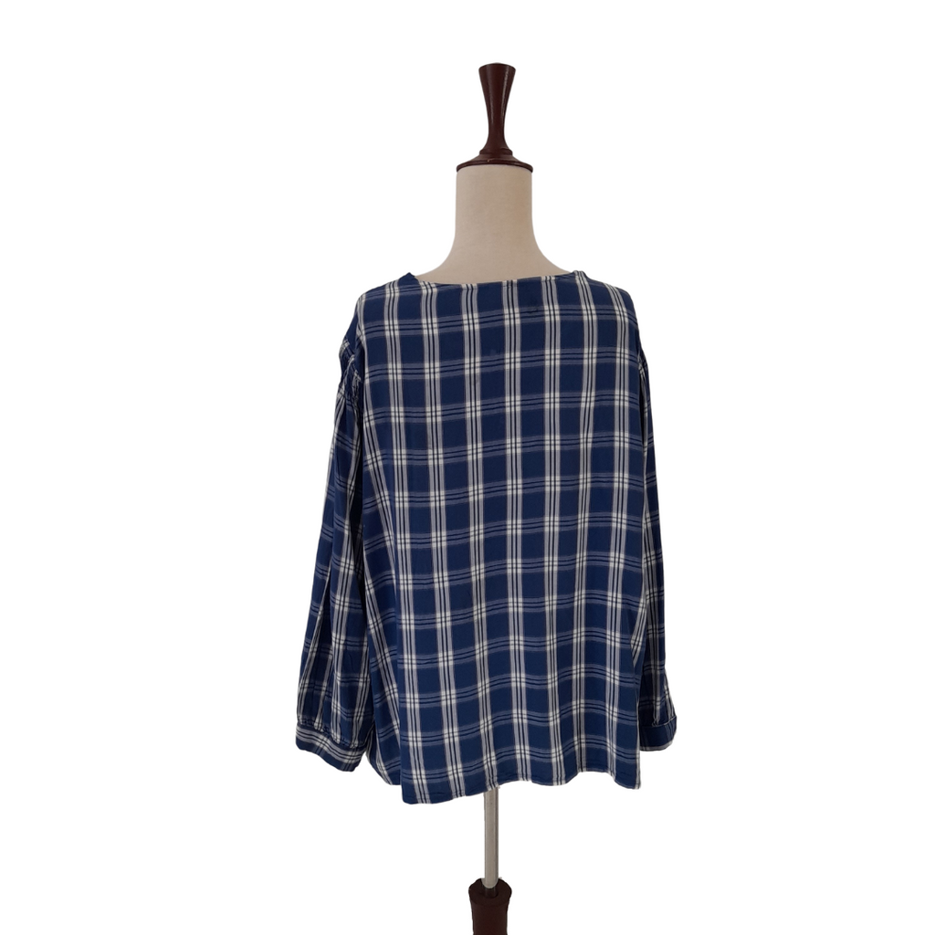 Old Navy Blue & White Checked Blouse | Pre Loved |