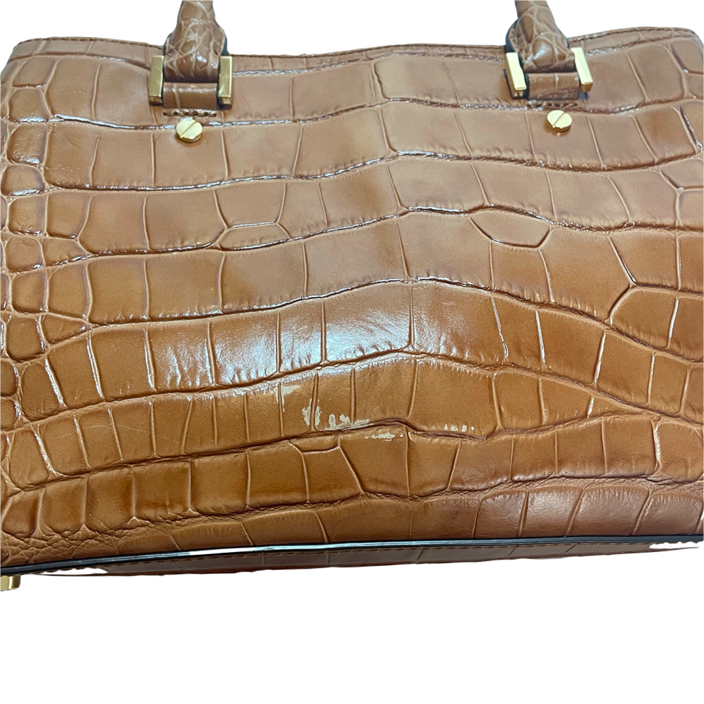Michael Kors Tan Leather Croc Print Satchel | Pre Loved |