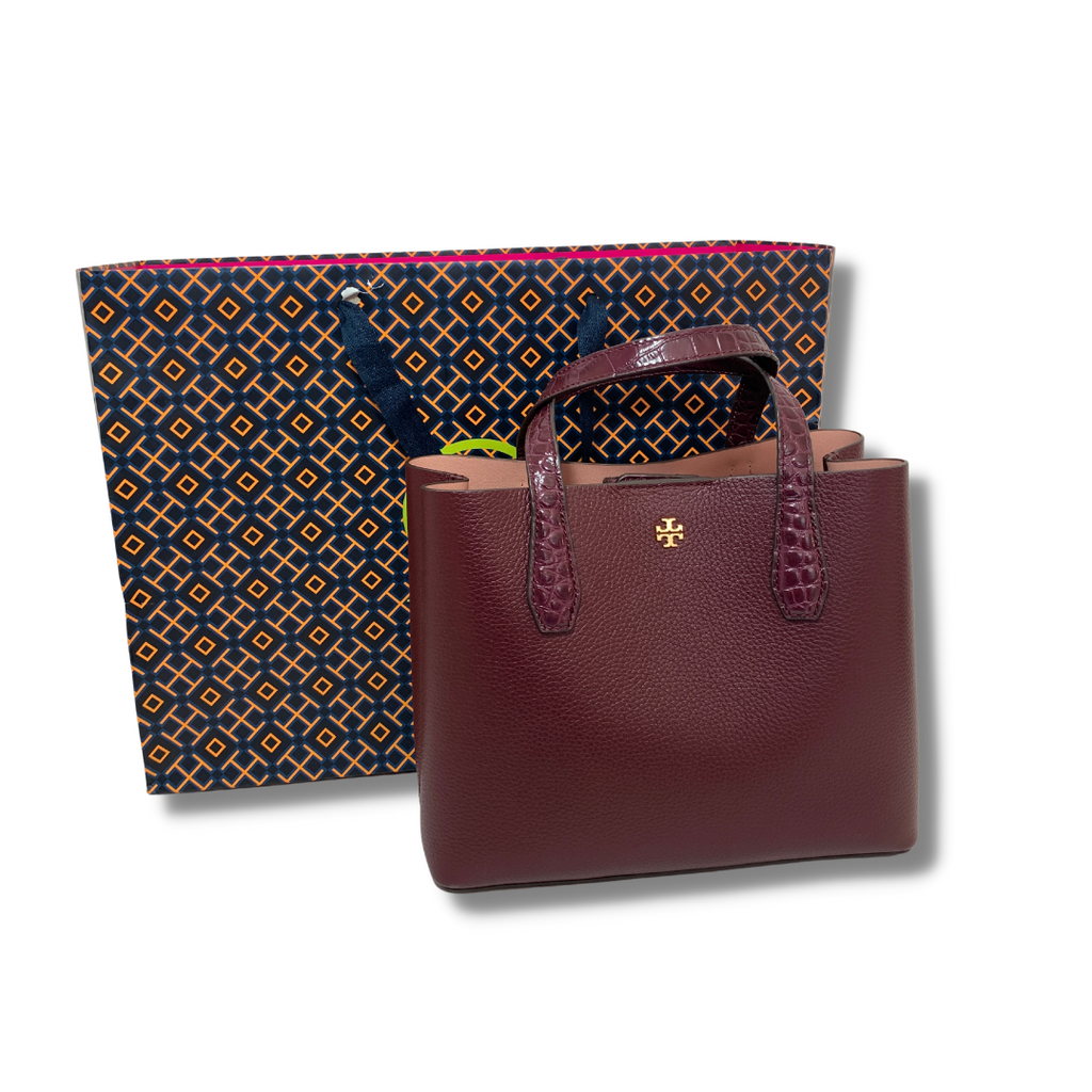 Tory Burch Maroon/ Pink 'Blake' Embossed Small Tote | Like New |