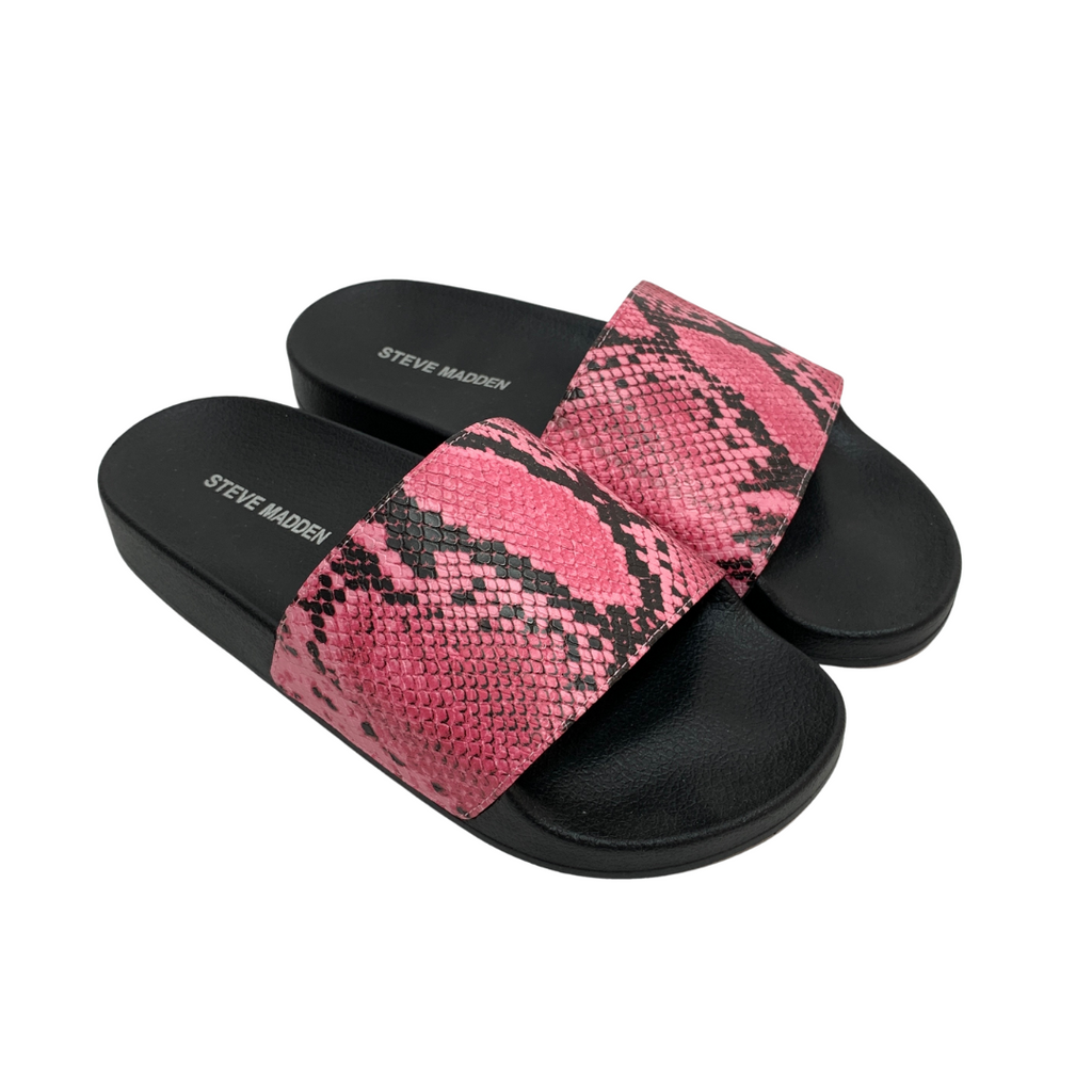Steve Madden Pink Snakeskin Print Slides | Brand New |