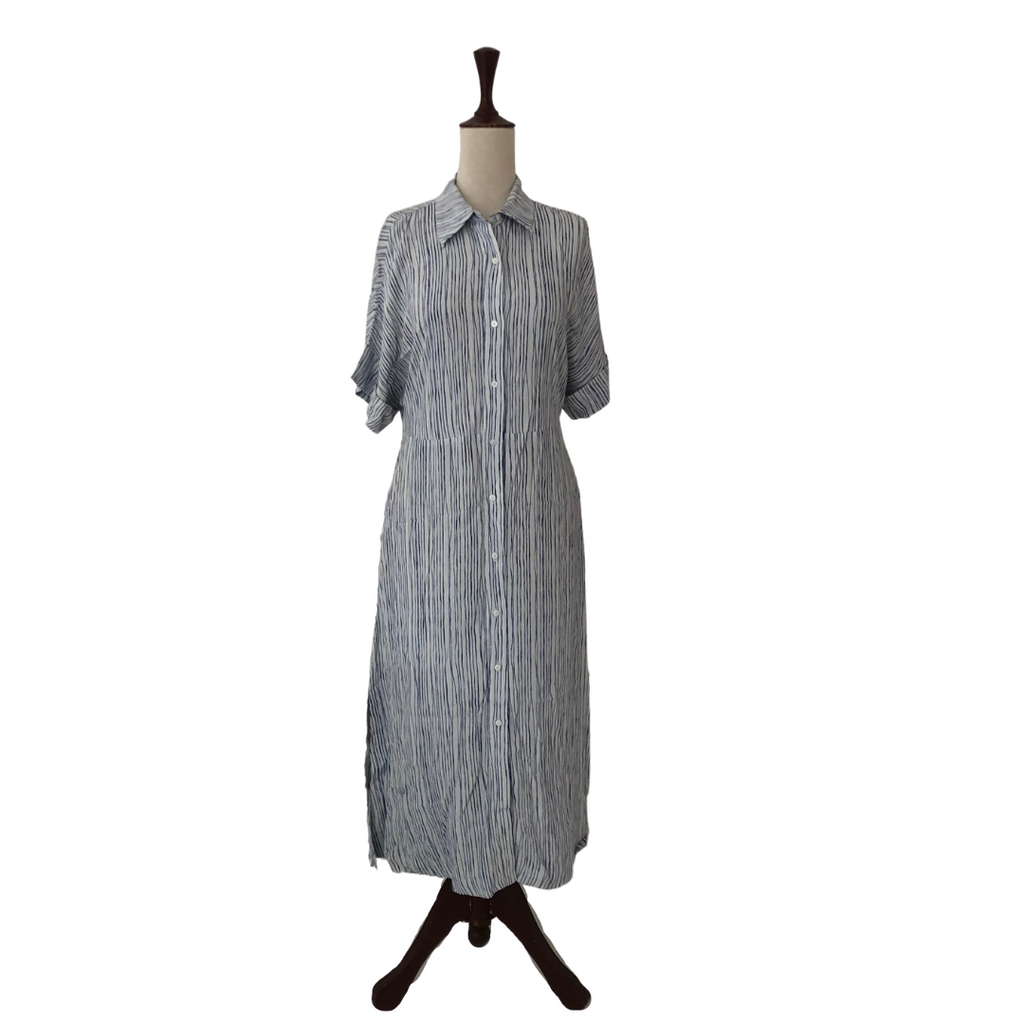 Mango Blue and White Striped Long Dress | Gently Used |