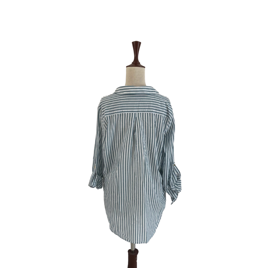 Marks & Spencer Collection Green & White Striped Shirt | Brand New |