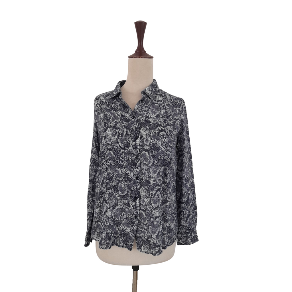 Promod Blue Snakeprint Collared Shirt | Gently Used |