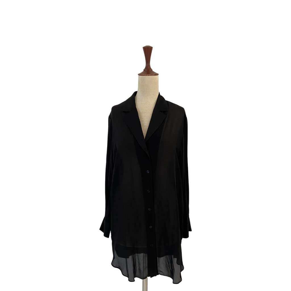 ZARA Black Sheer Collared Oversized Shirt | Pre Loved |