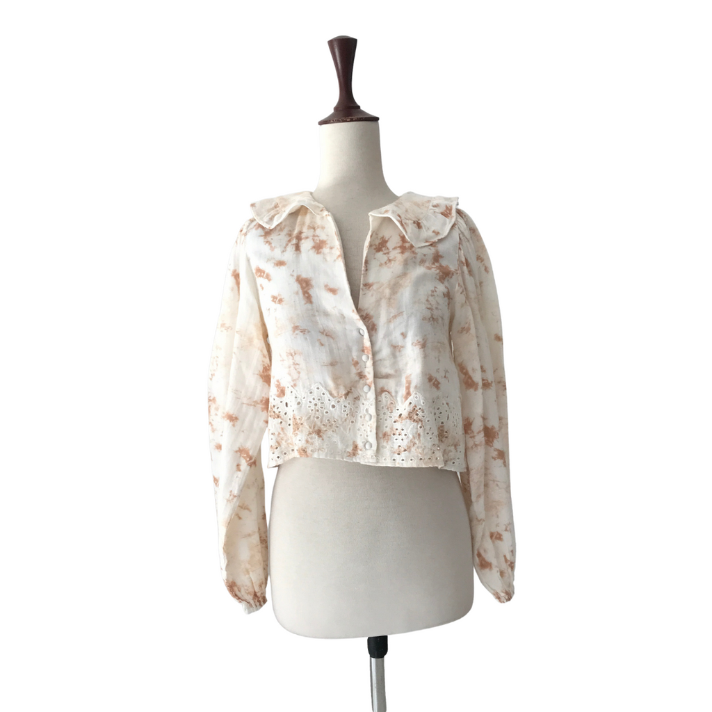 ZARA Off-white Tye-dye Crop Top | Like New |