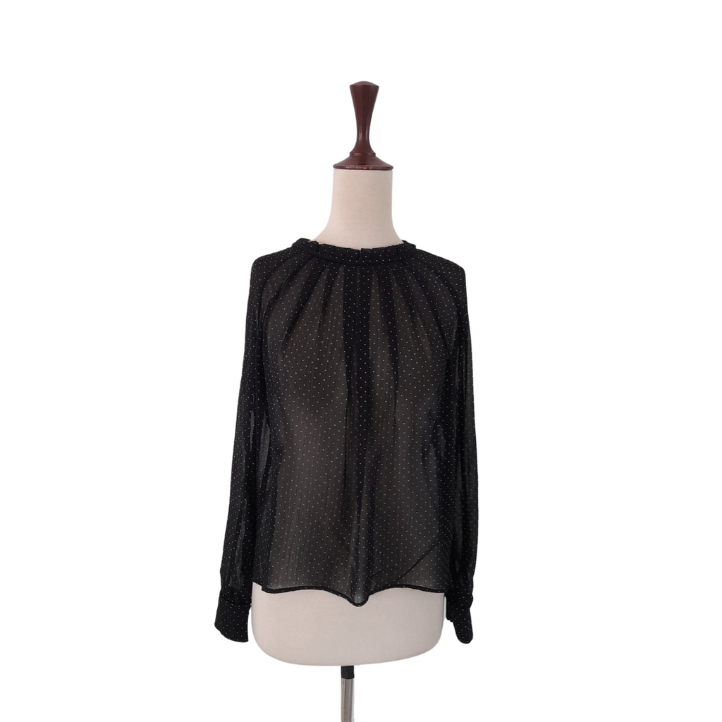 Mango Black Sheer Polka Dot Blouse | Gently Used |