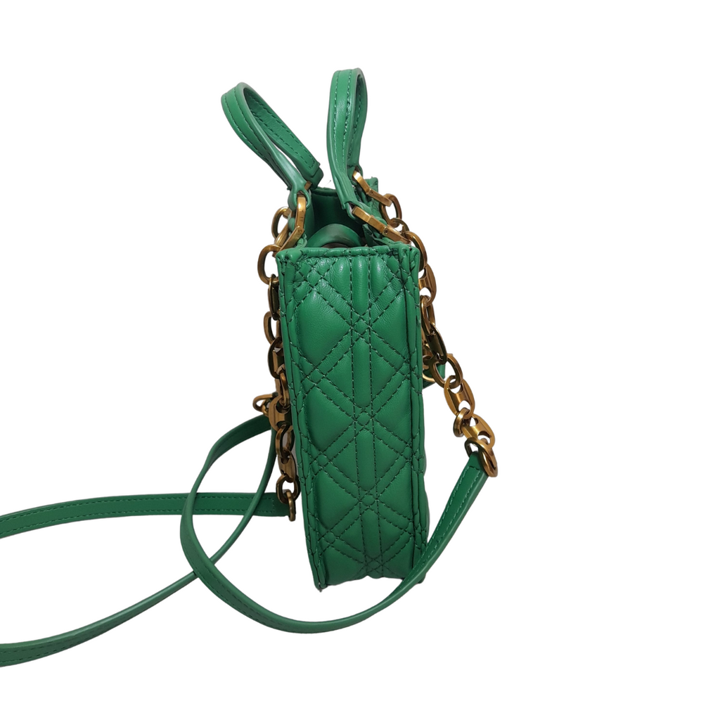 ZARA Green Quilted Faux Leather Shoulder Bag | Gently Used |