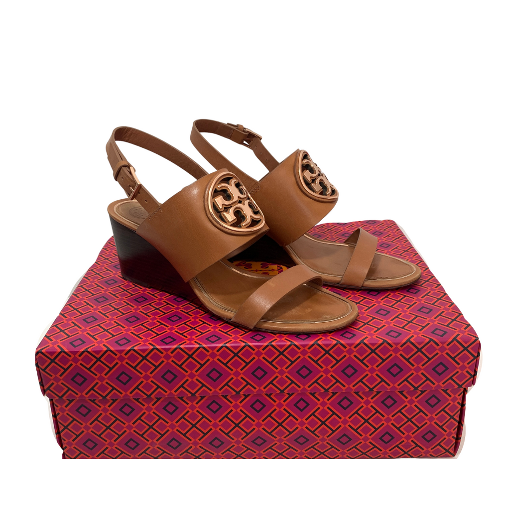 Tory Burch Tan Leather 'Miller' Wedges | Pre Loved |